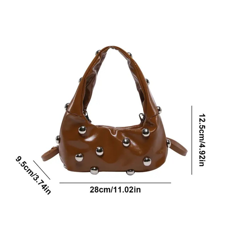 Studded bead leather bag